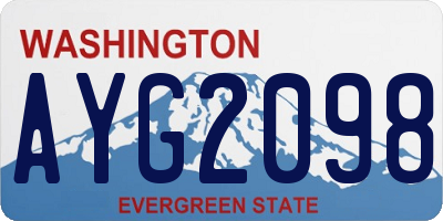 WA license plate AYG2098