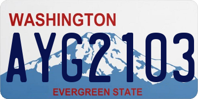 WA license plate AYG2103