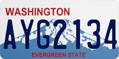 WA license plate AYG2134