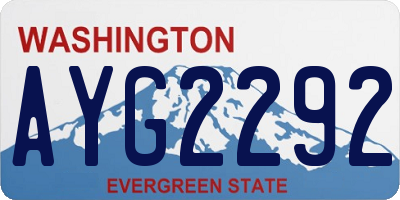 WA license plate AYG2292