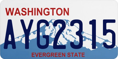 WA license plate AYG2315