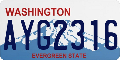 WA license plate AYG2316