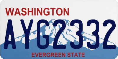 WA license plate AYG2332