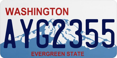 WA license plate AYG2355