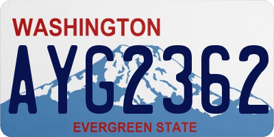 WA license plate AYG2362