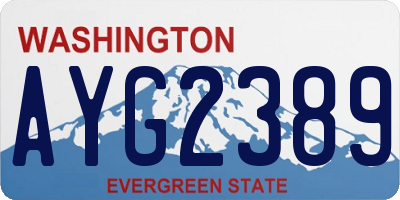 WA license plate AYG2389