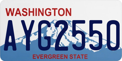 WA license plate AYG2550