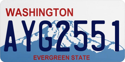 WA license plate AYG2551