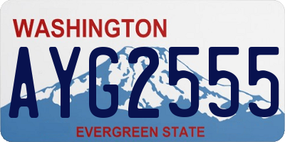 WA license plate AYG2555