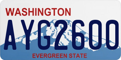 WA license plate AYG2600