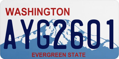 WA license plate AYG2601