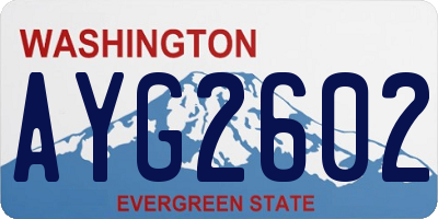 WA license plate AYG2602