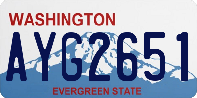 WA license plate AYG2651