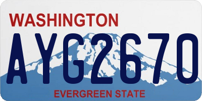 WA license plate AYG2670
