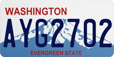 WA license plate AYG2702