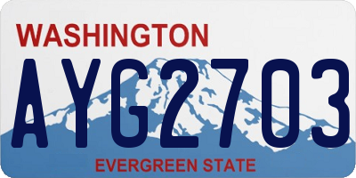 WA license plate AYG2703
