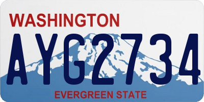 WA license plate AYG2734