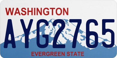 WA license plate AYG2765