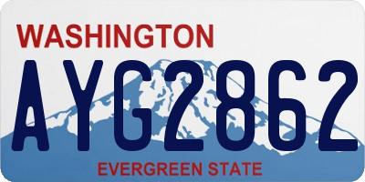 WA license plate AYG2862