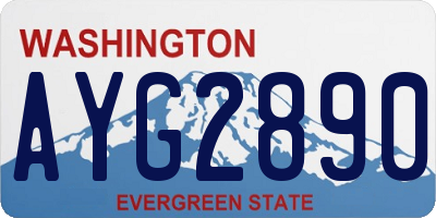 WA license plate AYG2890