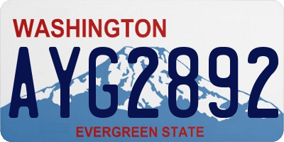 WA license plate AYG2892