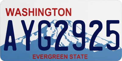 WA license plate AYG2925