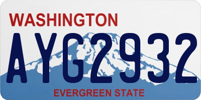 WA license plate AYG2932