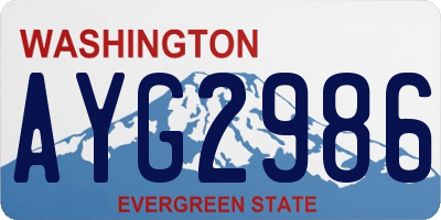 WA license plate AYG2986