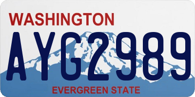 WA license plate AYG2989