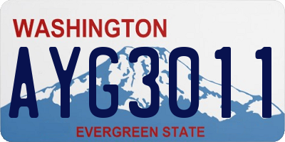 WA license plate AYG3011