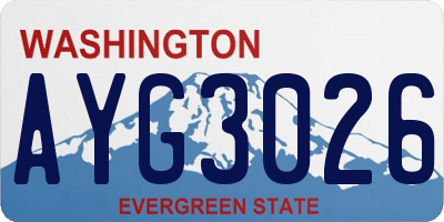 WA license plate AYG3026