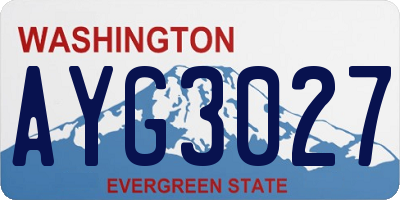 WA license plate AYG3027