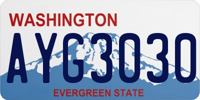 WA license plate AYG3030