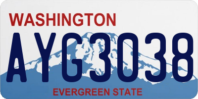 WA license plate AYG3038
