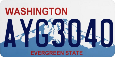 WA license plate AYG3040