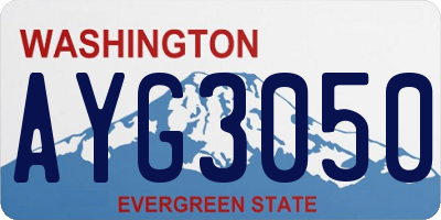 WA license plate AYG3050