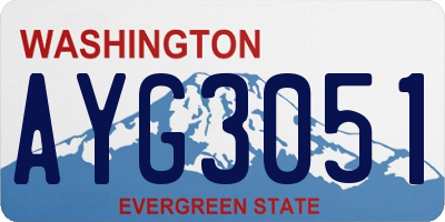 WA license plate AYG3051