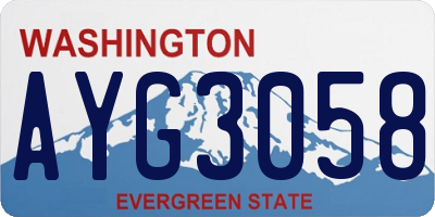 WA license plate AYG3058