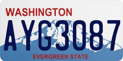 WA license plate AYG3087