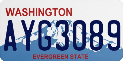 WA license plate AYG3089