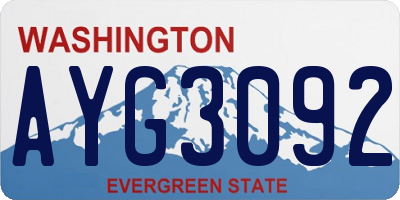 WA license plate AYG3092