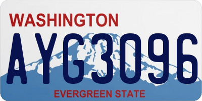 WA license plate AYG3096