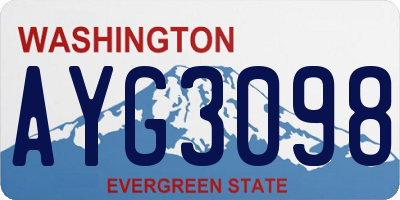 WA license plate AYG3098