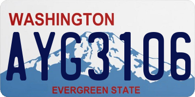 WA license plate AYG3106