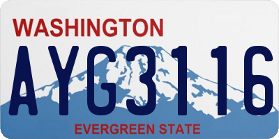 WA license plate AYG3116