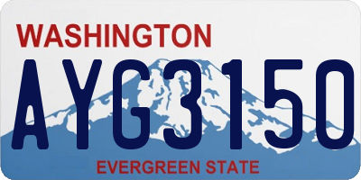 WA license plate AYG3150