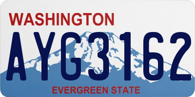 WA license plate AYG3162