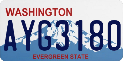 WA license plate AYG3180