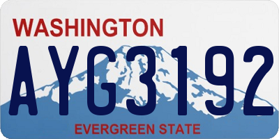 WA license plate AYG3192