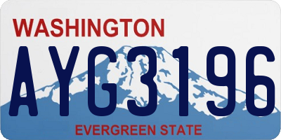 WA license plate AYG3196
